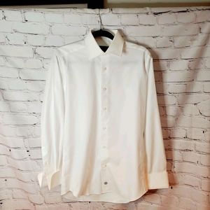 DAVID DONAHUE White Dress Shirt Trim Fit Size 15